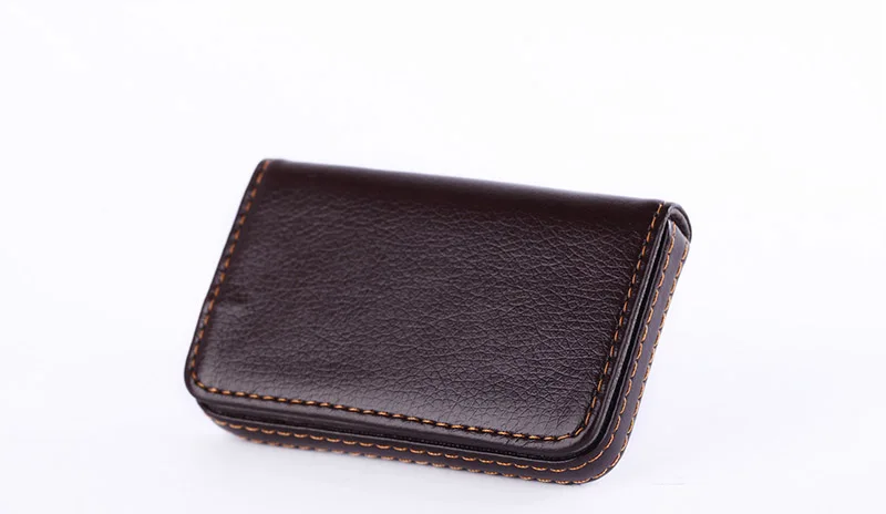 EZONE 1PC Business Card Holder PU Leather High Quality Card Bag High-end Rose Red/Apricot/Coffee 9 Color Magnetic Button Design