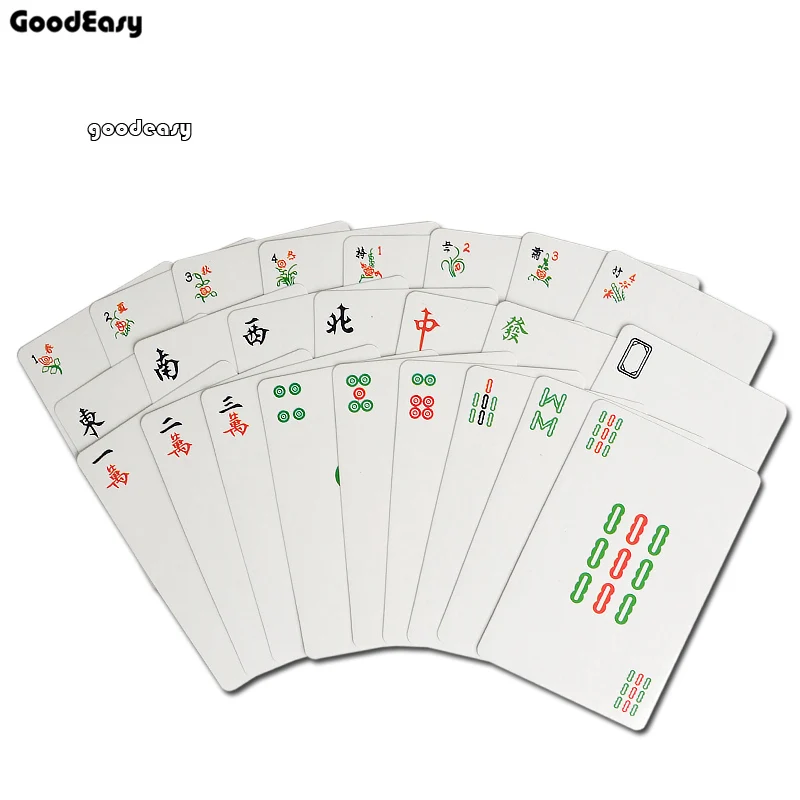 Портативный Бумага маджонг игральные карты в комплекте с 2 акриловые кости и