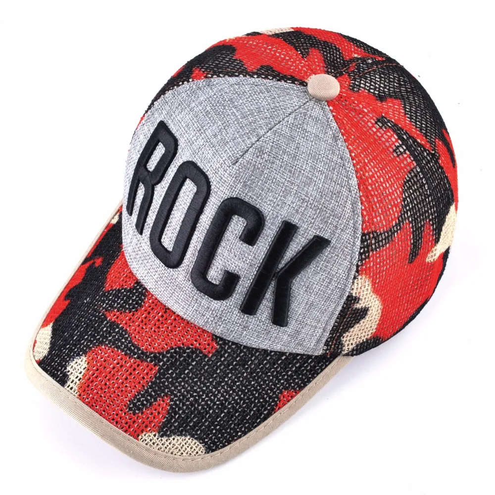 Летняя сетчатая бейсболка женская модная кепка с надписью ROCK мужское Хлопок и