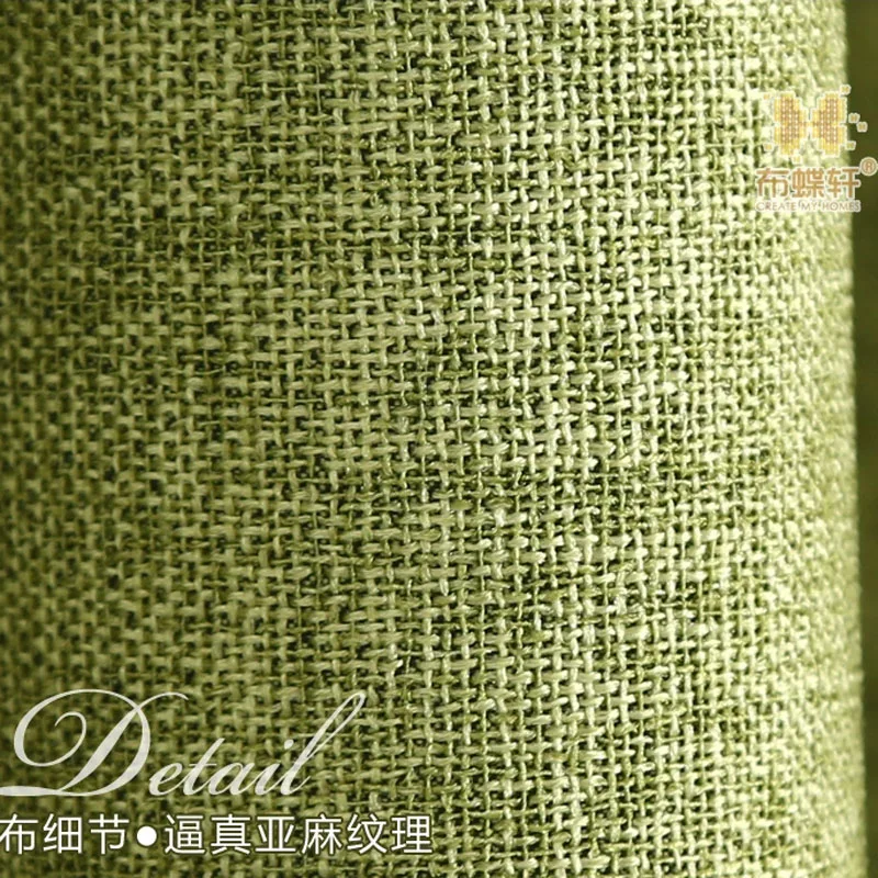 Зеленые высококачественные льняные занавески Puple полностью затемняющие для