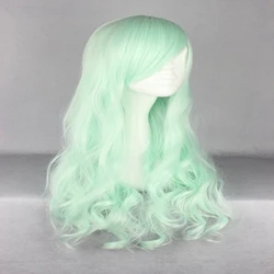 light green HAIRJOY синтетические волосы на молнии 70 см длинные волнистые Harajuku Лолита косплей парик 18 цветов - Цвет: light green