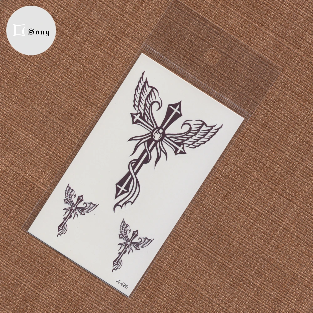 Водостойкая Временная наклейка черная переводная вспышка искусственная