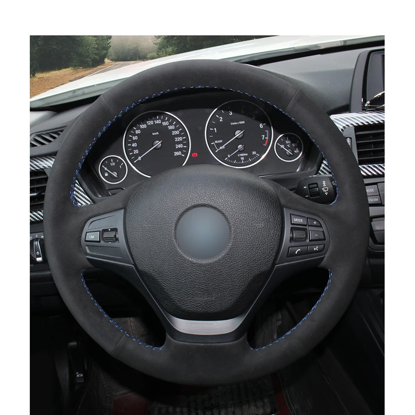 DIY черный замшевый чехол рулевого колеса автомобиля для BMW F30 316i 320i 328i аксессуары