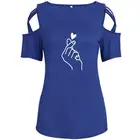 Новое поступление, футболка для женщин Любовь рука об руку сердца и буквы принт Повязки Топы с открытыми плечами, женский Harajuku размера плюс; Сезон лето