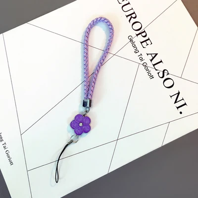 purple Ремешки для мобильного телефона, веревка, цветок клевера, короткая Ручная Веревка, Универсальный мягкий шнурок для ключей, шейный шнурок, повязка на шею, антистресс - Цвет: purple