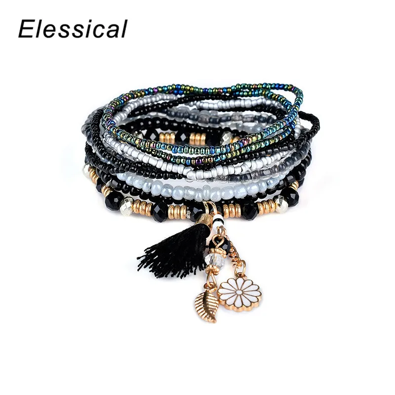 Elessical 6 ccolors Новая мода Богемия Многослойные жемчужные бусы кисточкой кулон