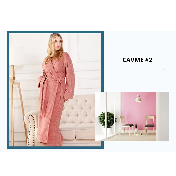 CAVME 2 CAVME махровое Кимоно размера плюс, хлопковый халат для отеля для женщин и мужчин, длинные халаты для женщин, Мужская одежда для сна, одежда для сна - Цвет: CAVME 2