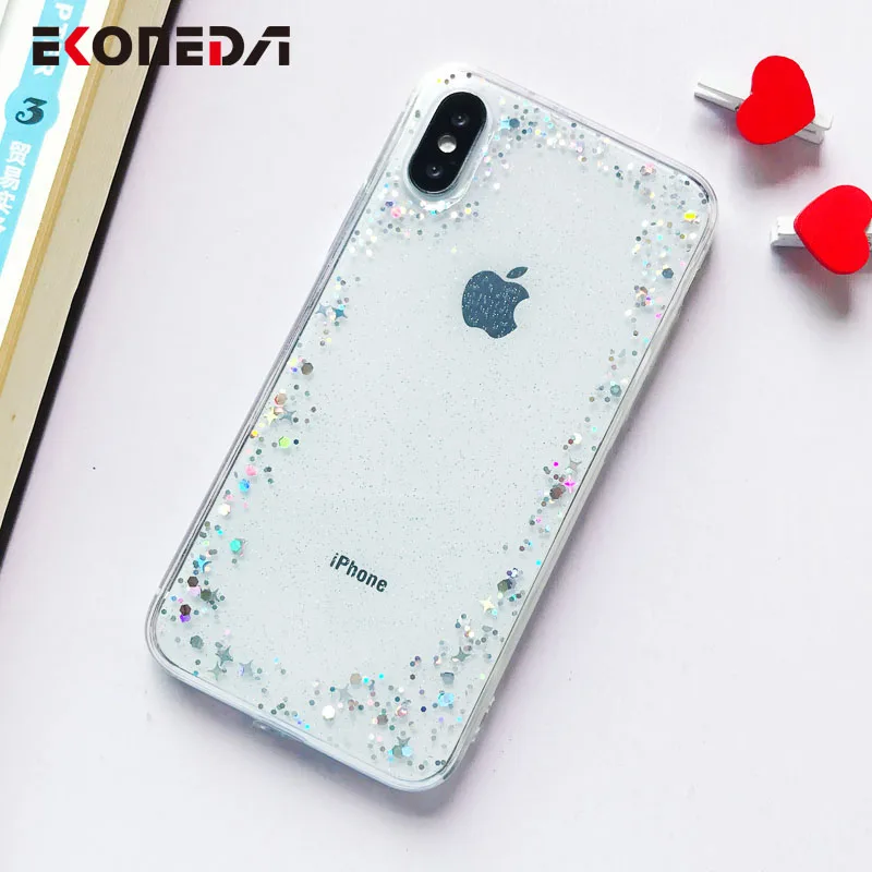 EKONEDA Crystal Transparent Case For iPhone X Glitter Bling Cover Silicone Coque 6S 6 7 8 Plus XS Max XR |
