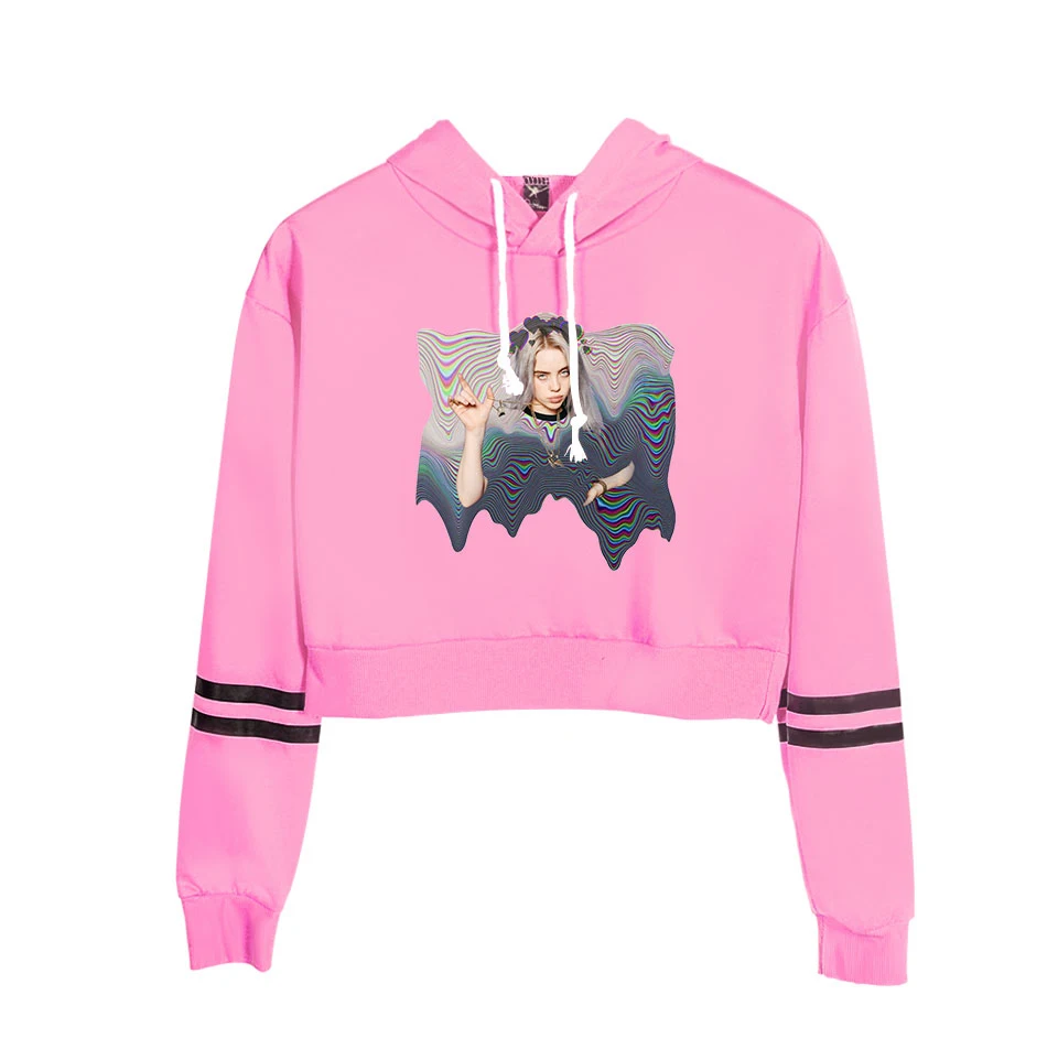 Модный укороченный топ Billie Eilish, худи, Женский свитшот, пуловер Billie Eilish, худи, повседневная женская/Девичья белая толстовка