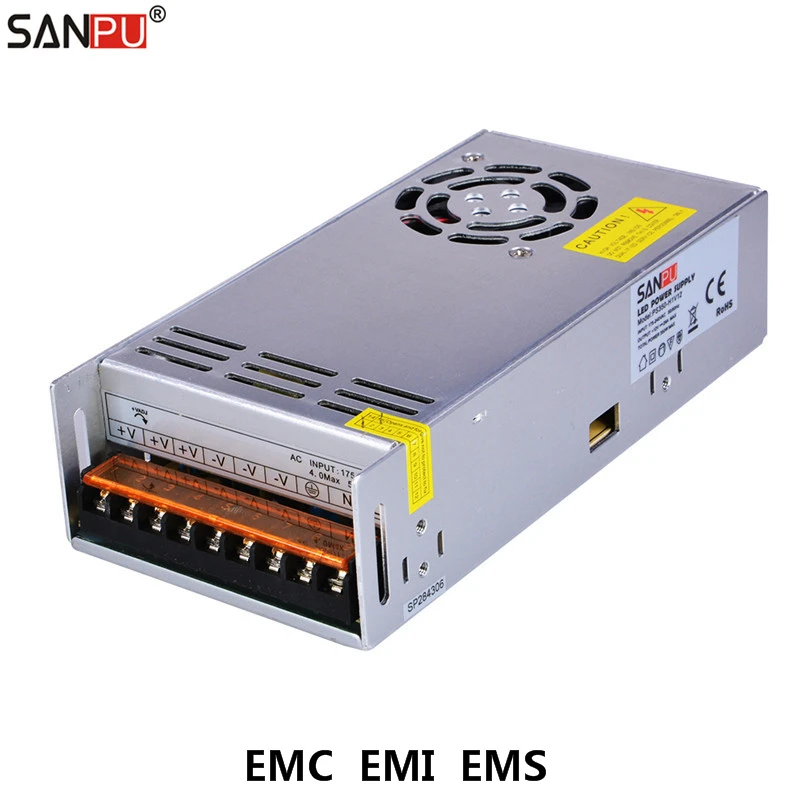 sanpu emc emi ems smps com fonte de alimentação  de 12 v dc 30a com driver led 12 volts 350 v12 v conversor de transformador 12 v Fonte de alimentação de comutação