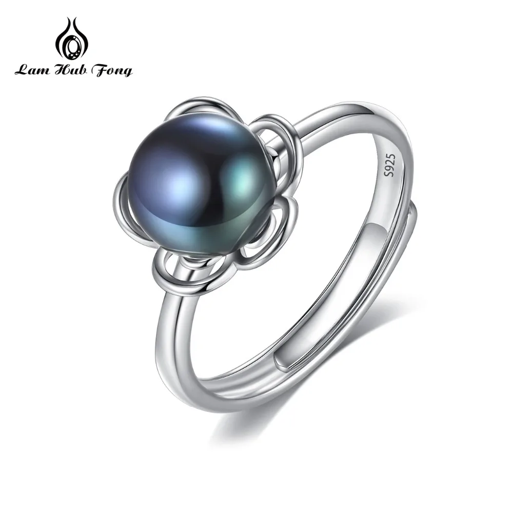 925 Sterling Silver ring with Black Pearl for women Gray Freshwater Flowers Trendy jewelry wholesale statement | Украшения и