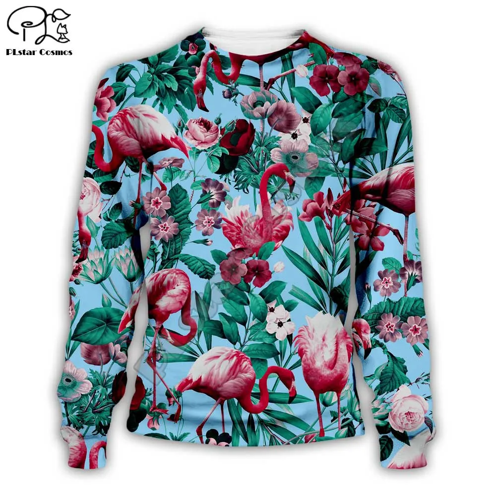 Толстовка унисекс с 3D принтом фламинго свитшот длинным рукавом худи капюшоном