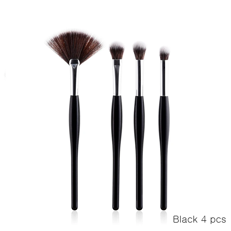 black 4pcs SEXYSHEEP набор кистей для макияжа Мягкая синтетическая головка кисточки с деревянной ручкой веер набор Плоских кистей для женщин тени для век Макияж лица - Handle Color: black 4pcs