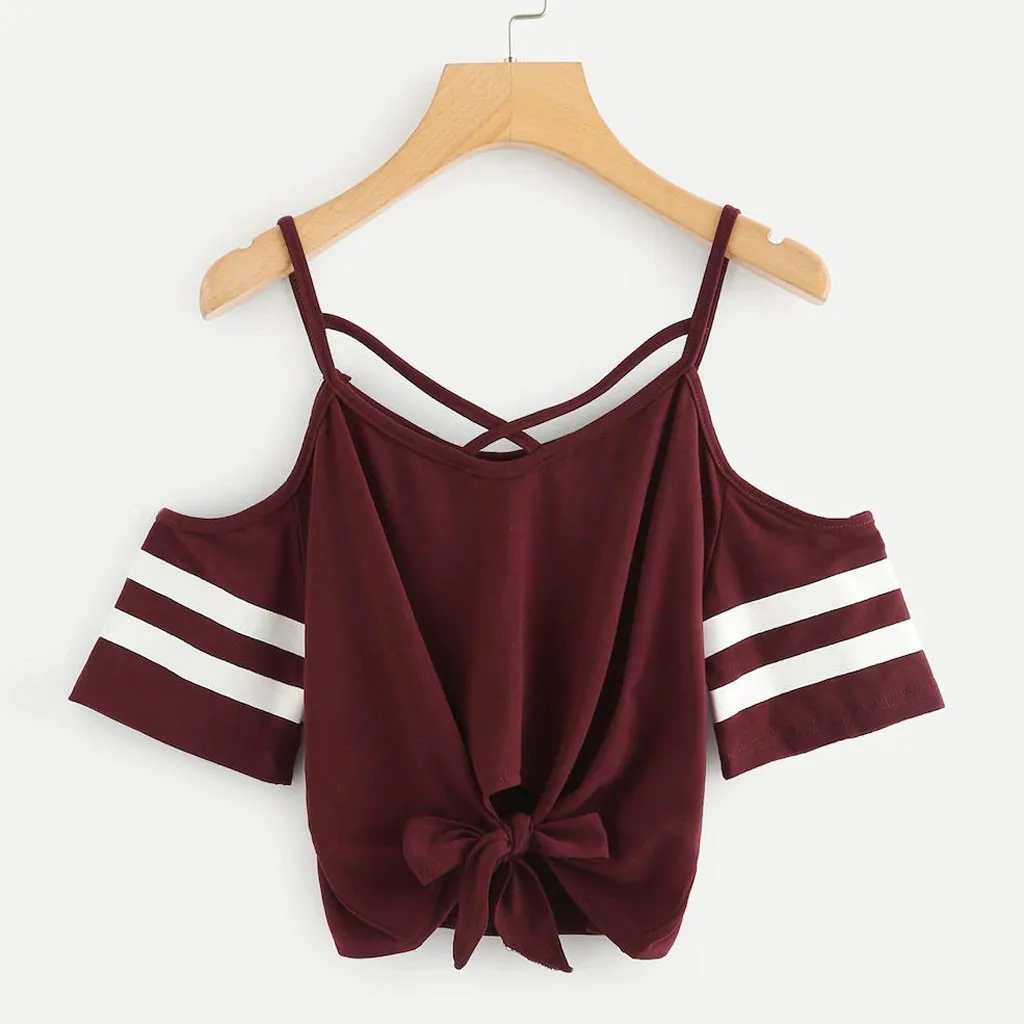 Женская Повседневная футболка с открытыми плечами Modis праздничная ажурная