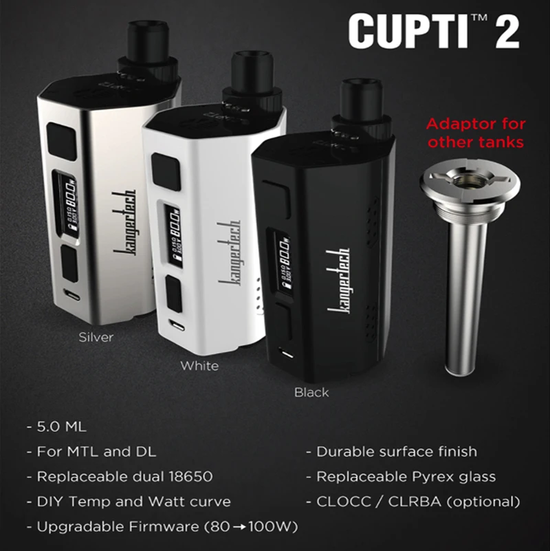 Стартовый набор KangerTech CUPTI 2 80 Вт с баком атомайзера 5 мл серия катушек CLOCC SS316L 0 5|starter
