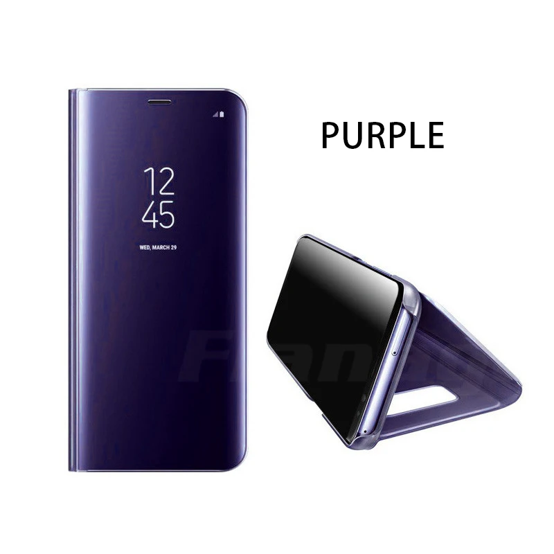 Умный зеркальный флип-чехол для телефона для samsung Galaxy M20 M10 S10E S8 S9 S10 плюс S7 край J4 J6 A6 A8 плюс A9 A30 A50 A10 A70 A40 - Цвет: Фиолетовый
