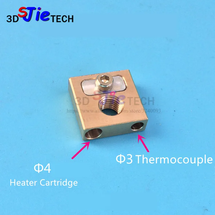 SJIE UM3 Ultimaker3 print core Heat Block Brass Heating Block 4MM 2101# for Ultimaker3 3D Printer SJIE UM3 Ultimaker3 print core Heat Block Brass Heating Block 4MM 2101# for Ultimaker3 3D Printer