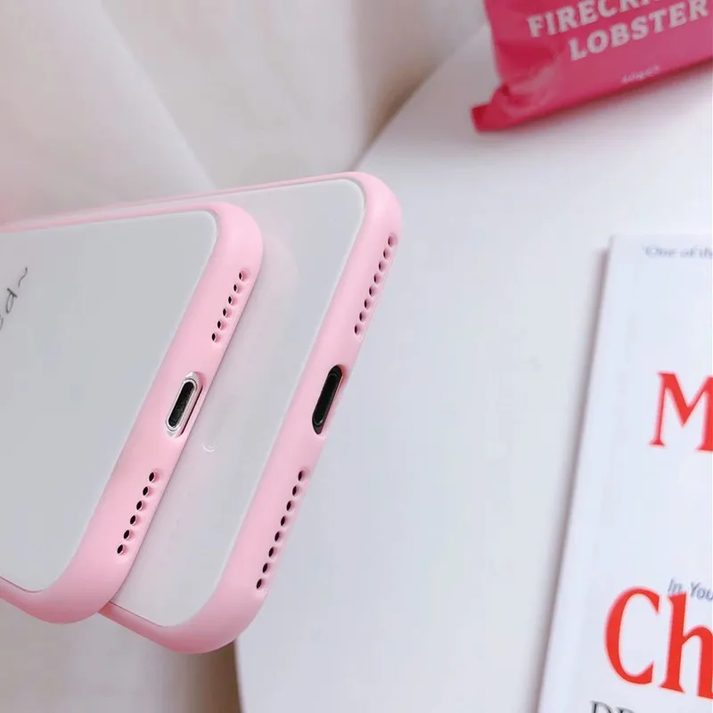 Чехол для телефона с розовым сердечком чехол из закаленного стекла iPhone 7 8 Plus 6 6s X XS