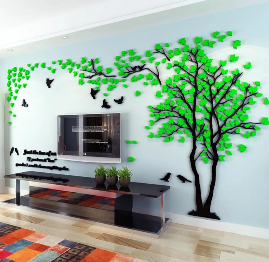 Creative 3 d tree acrylic wall stickers sitting room sofa TV setting of interior decoration | Дом и сад