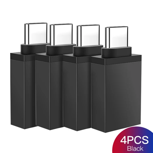 4PC Black ACCEZZ type C OTG USB адаптер для Xiaomi Mi 5 6 8 samsung Galaxy S8 S9 One Plus 5 для LG G5 G6 Phone Синхронизация данных Flash конвертер - Цвет: 4PC Black