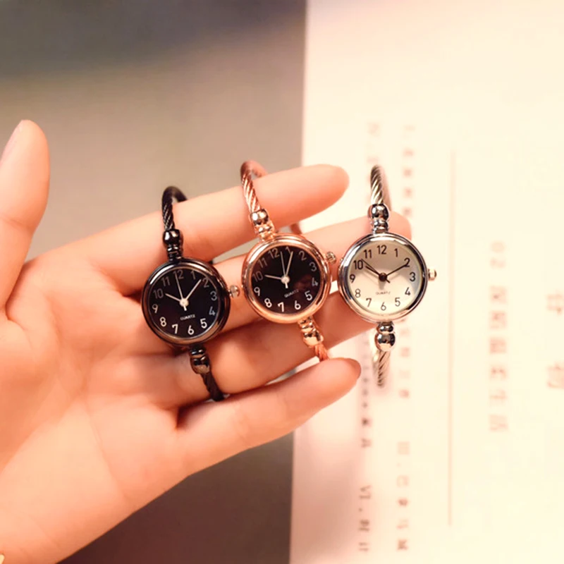 Часы женские кварцевые под розовое золото с браслетом в стиле ретро | Наручные