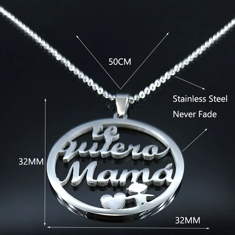 

2021 Fashion Boy Te Euiero MAMA Stainless Steel Necklace for Women Silver Color Chain Necklace Jewerly Mothers Day Gift N189544