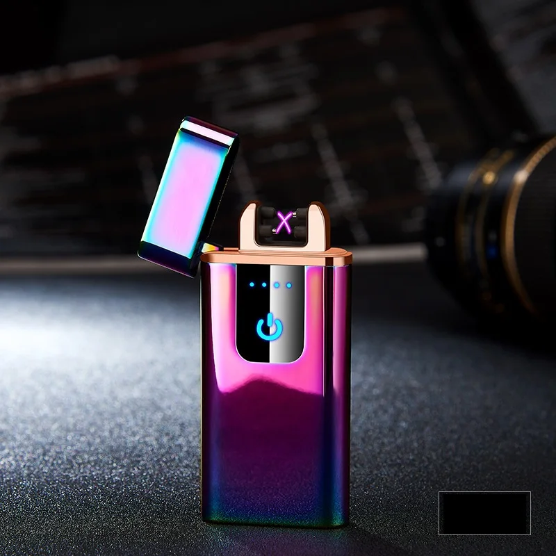 2 Перезаряжаемая через USB зажигалка электрическая двойная дуговая Зажигалка гравитационная индукция качели зажигания магнитный переключатель прикуривателя подарочная коробка - Цвет: 2