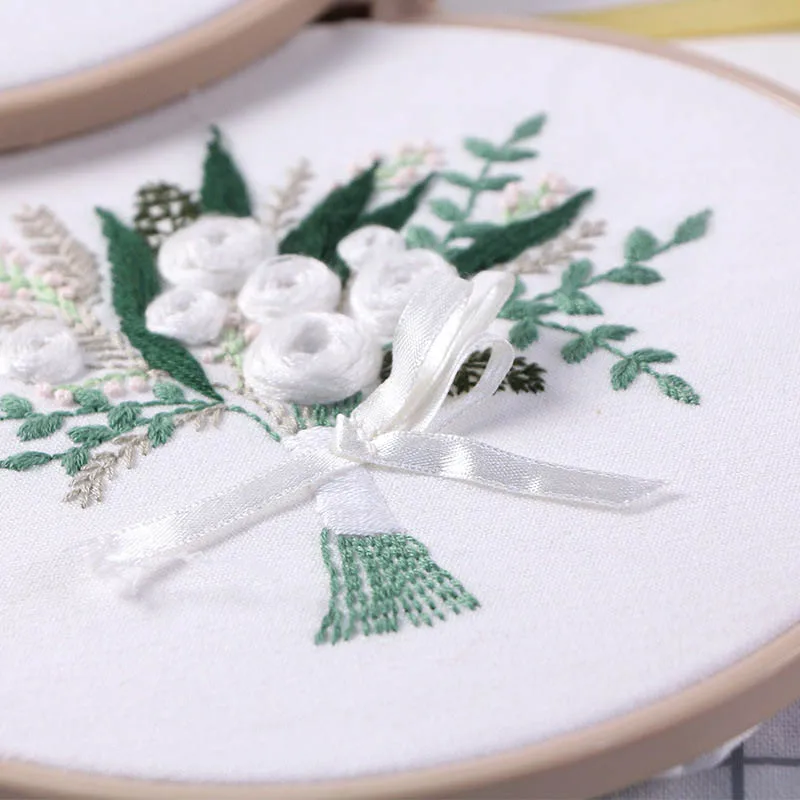 DIY букет лента цветок вышивка 3D печать рукоделие крестиком шитье с