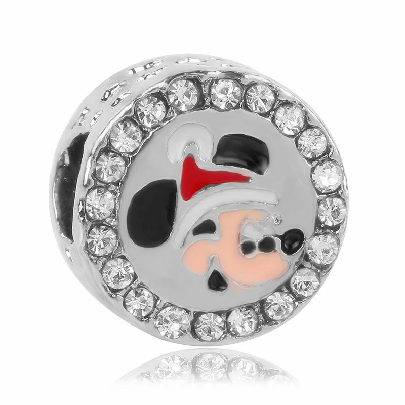 mickey Дропшиппинг Подвески бусины Микки Минни мультфильм хрустальные бусины подходят к оригиналу Пандора талисманы Браслеты DIY женские ювелирные изделия - Цвет: mickey