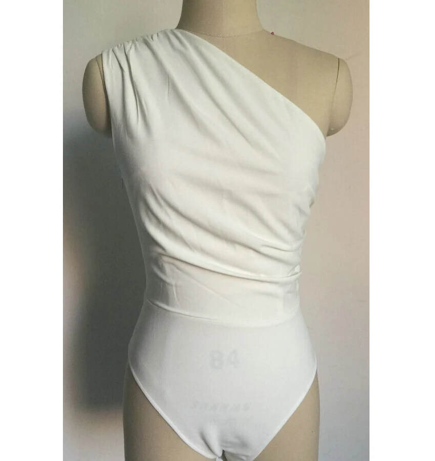 Белое Женское боди на одно плечо | Женская одежда