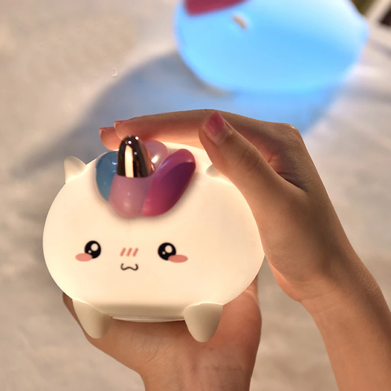 Силиконовый 3D единорог ночной Светильник для создания уютной атмосферы