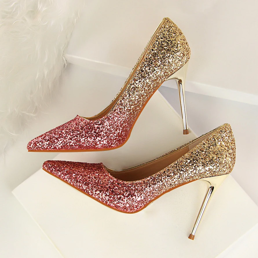 Женские туфли лодочки на шпильке 9 5 см с острым носком|glitter wedding shoes|wedding shoesvalentine shoes