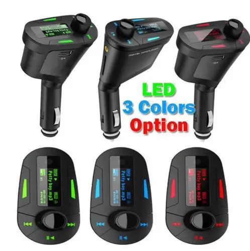 Автомобильный комплект с зеленым/красным/синим ЖК-дисплеем mp3-плеер беспроводной