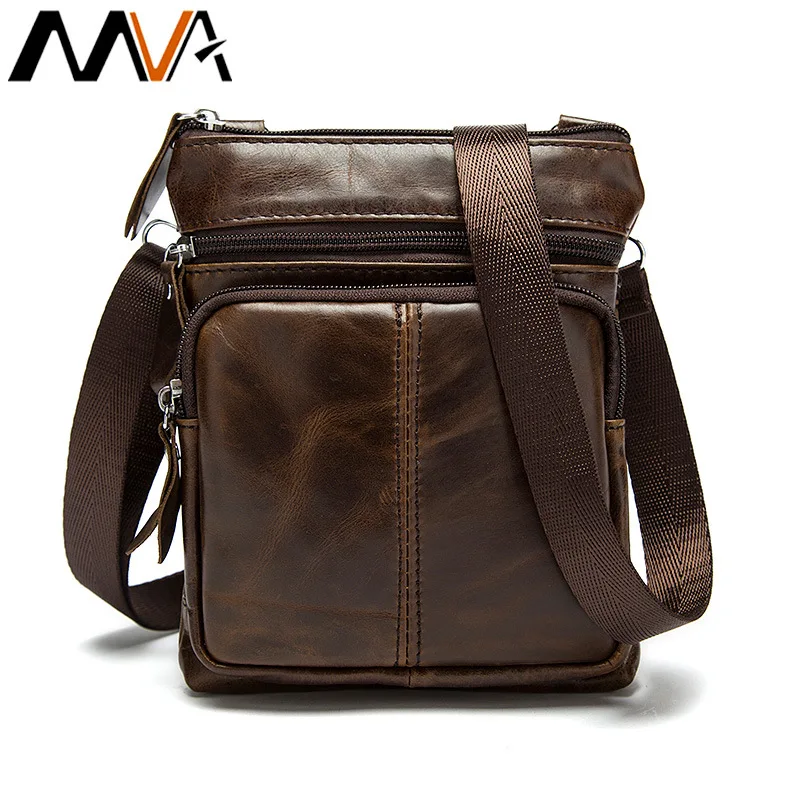 

WVA Cow Genuine Leather Messenger Bags Men Shoulder Bag Male Travel Business Crossbody Bags for Men Man Small Bag Handbags bolsa