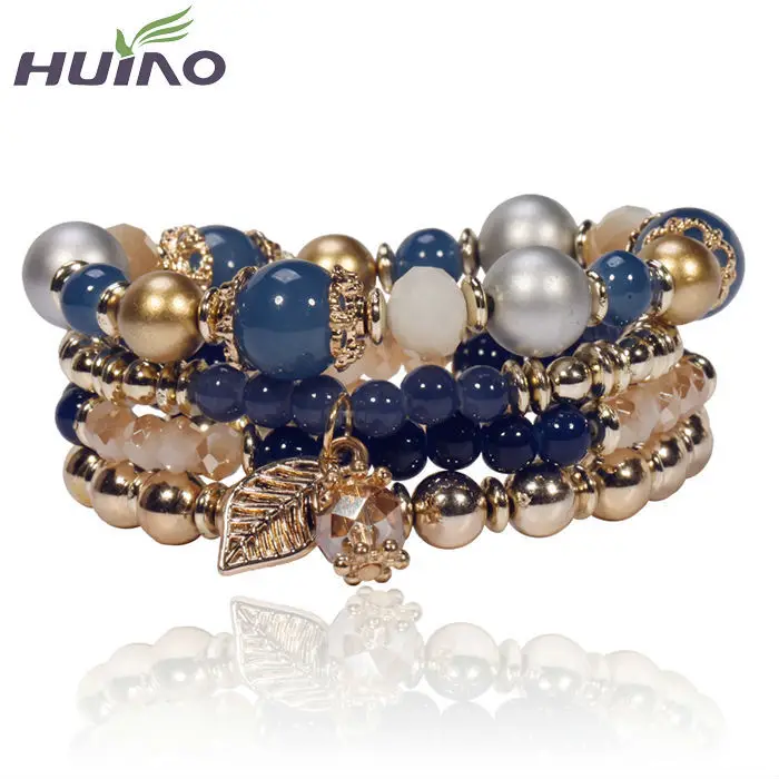 Новые популярные золотые бусины женские браслеты Модные Ретро с золотыми