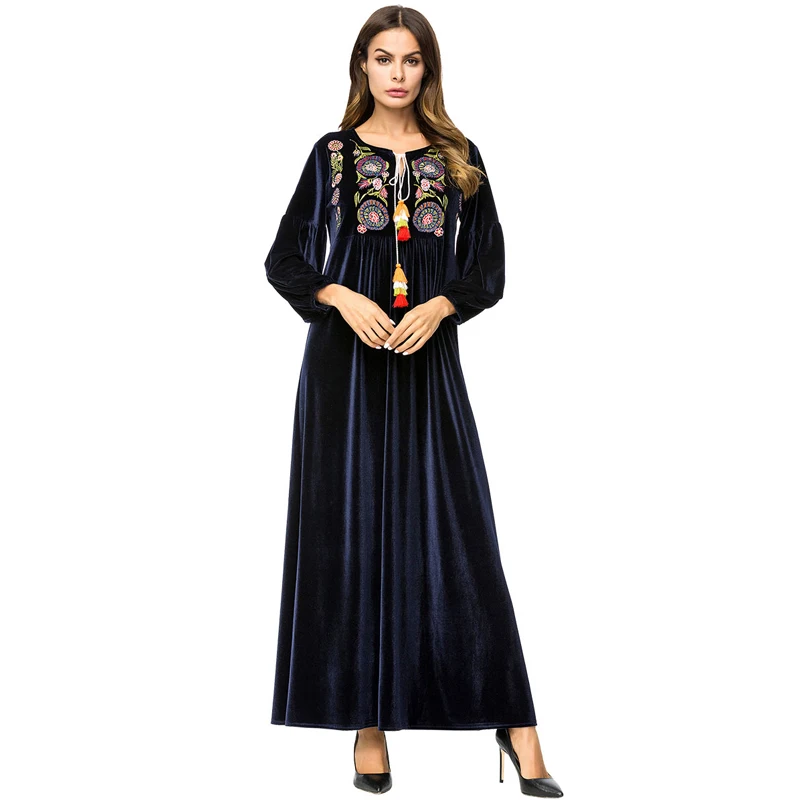 Женское вельветовое платье Кафтан Abaya мусульманское хиджаб из Турции Musulmane Longue