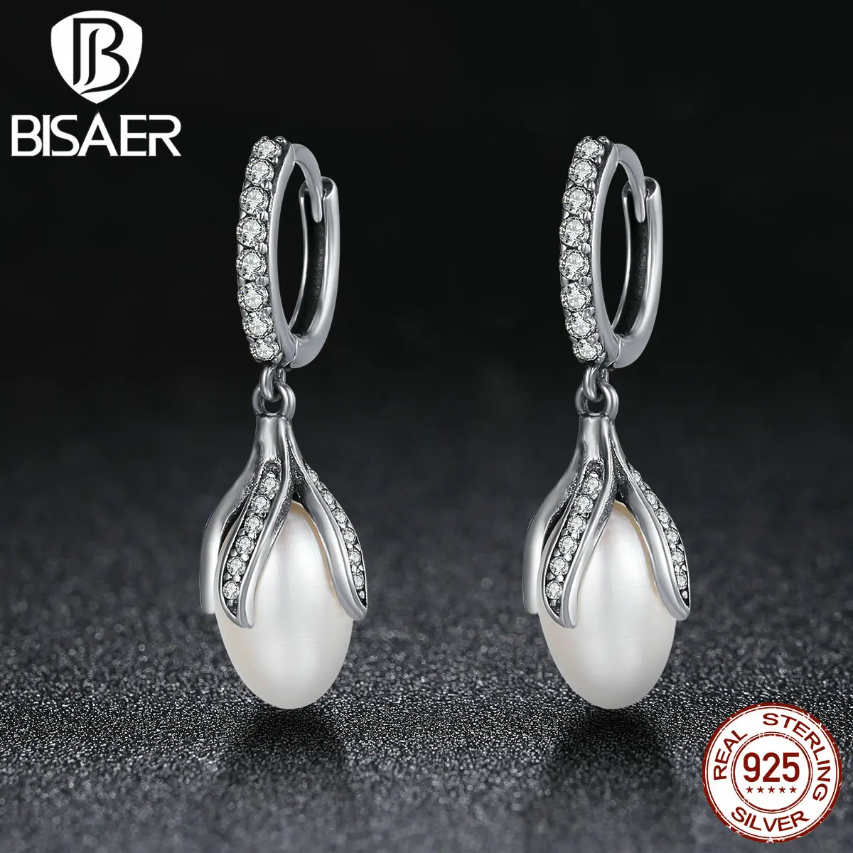 Женские серьги кольца из серебра 100% пробы с искусственным жемчугом|hoop earrings|women hoop