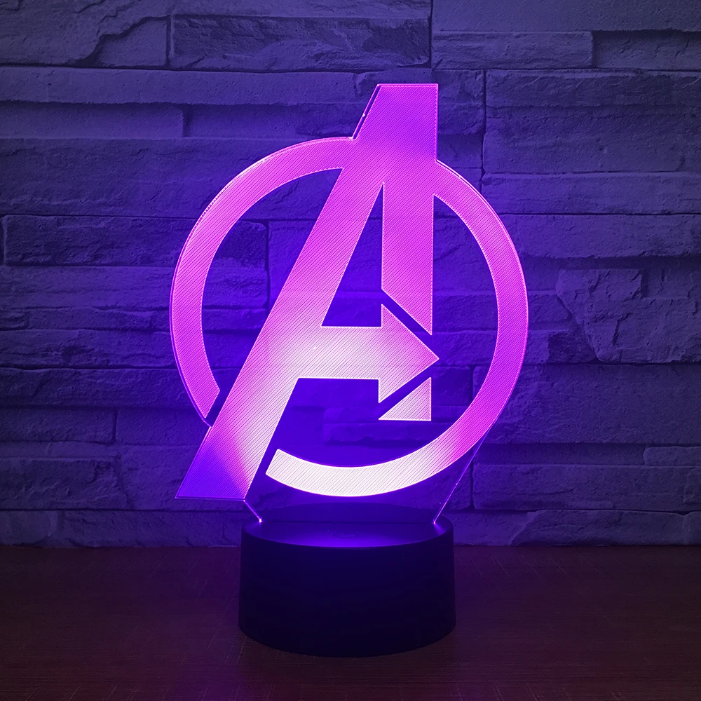 Новая 3D детская Ночная лампа Marvel мстители супергерой Железный человек паук Капитан Америка Халк Человек светодиодный ночник для детская игрушка подарок