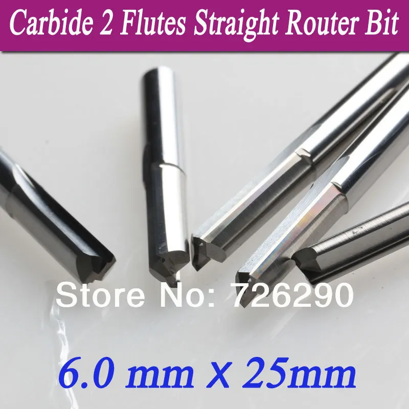 5pcs 6.0*25mm Two Straight Flutes Milling Tools CNC Carving Cutting Bits End Mill Cutters Cutter on Wood Engraving Machine | Инструменты