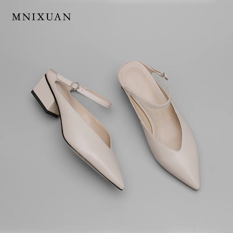 MNIXUAN/модные женские туфли-лодочки туфли без задника на среднем каблуке 4 см