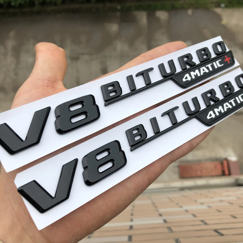glossy black Vent Fender отделка эмблемы лезвие логотип V8 BITURBO 4matic+ для Mercedes Benz AMG V8 C200 C300 E300 E400 W213 стайлинга автомобилей сбоку Стикеры - Цвет: glossy black