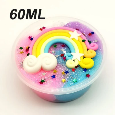60ML 60 мл Mix Star Rainbow color Slime Starlight Puff клей облачный Кристалл цветной блок жемчужный грязевой слизью набор пушистая глиняная игрушка Подарки для детей - Цвет: 60ML