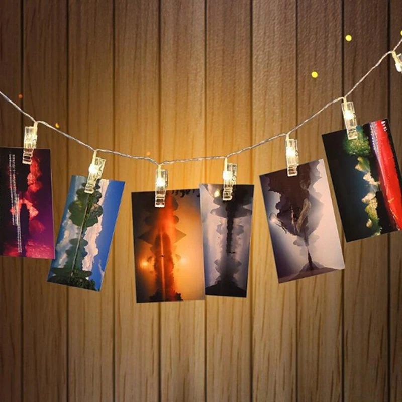 

Night Light Photo Clip Holder LED String lights For Christmas New Year Party Wedding Home Decoration Fairy lights Battery