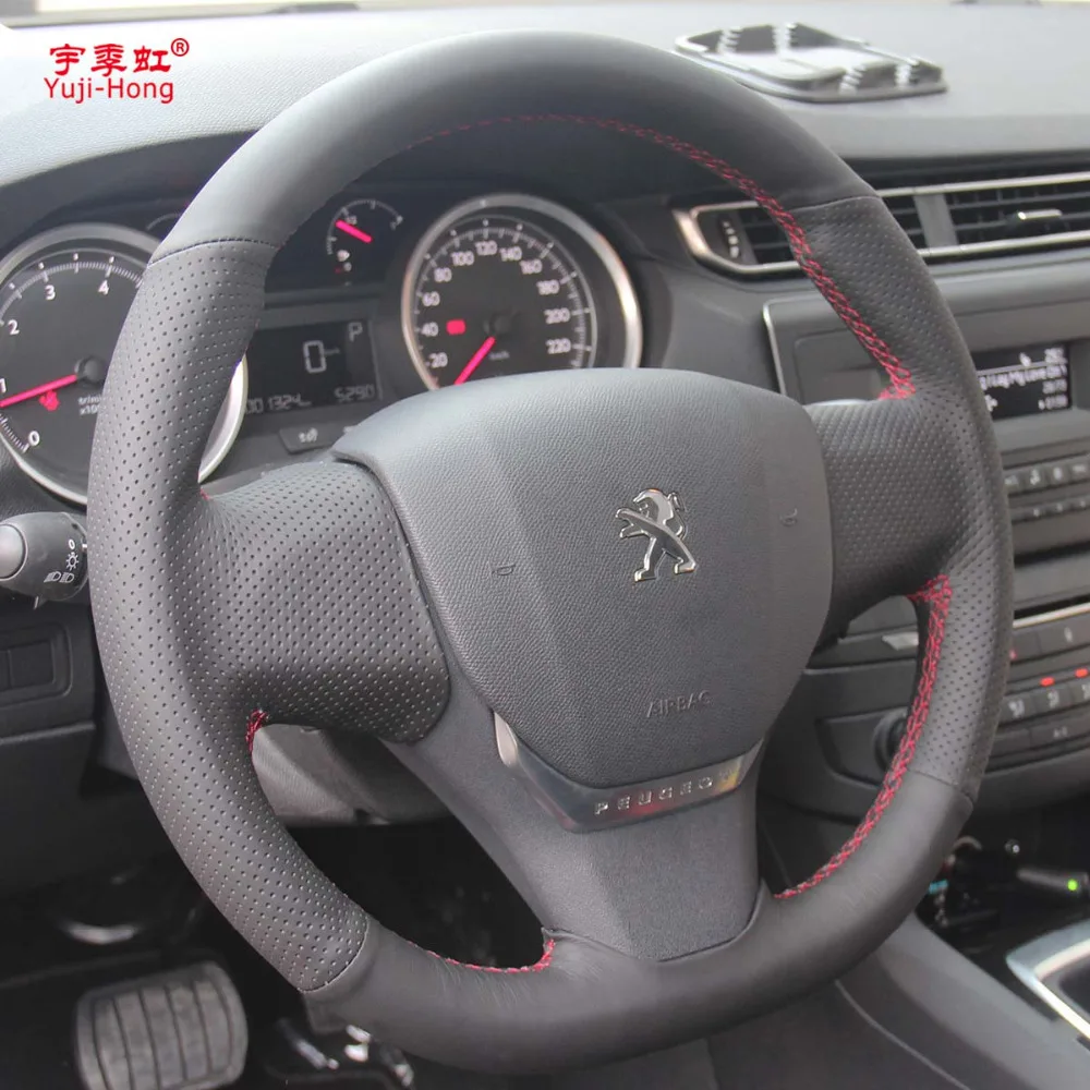 Чехол Yuji-Hong для автомобильного рулевого колеса чехол Peugeot 408 2014-2016 верхний слой из