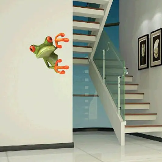 3D Наклейка на стену в виде лягушки для туалета мебели ванной комнаты домашнего