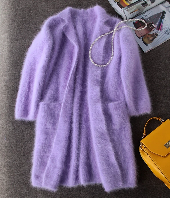 Роскошное длинное Норковое кашемировое пальто для женщин модное натуральное опт - Фото №1