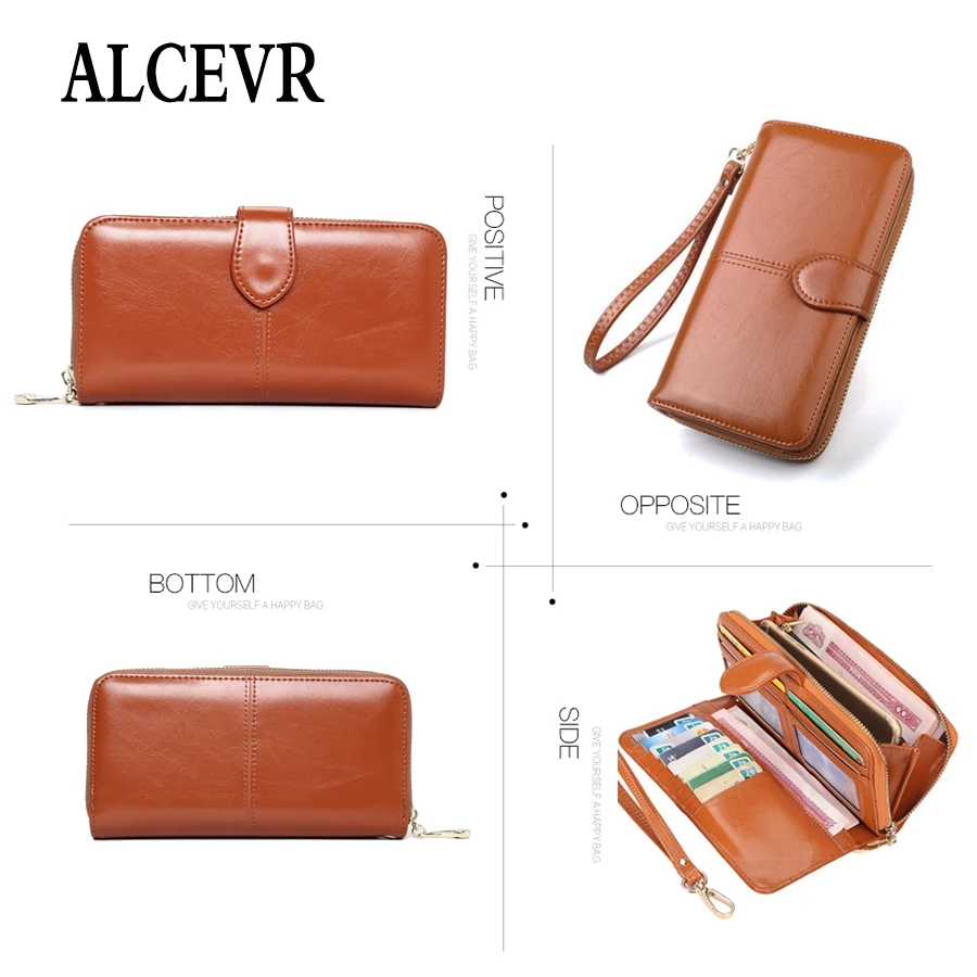 ALCEVR кошельки из искусственной кожи на молнии и застежке с масляным воском
