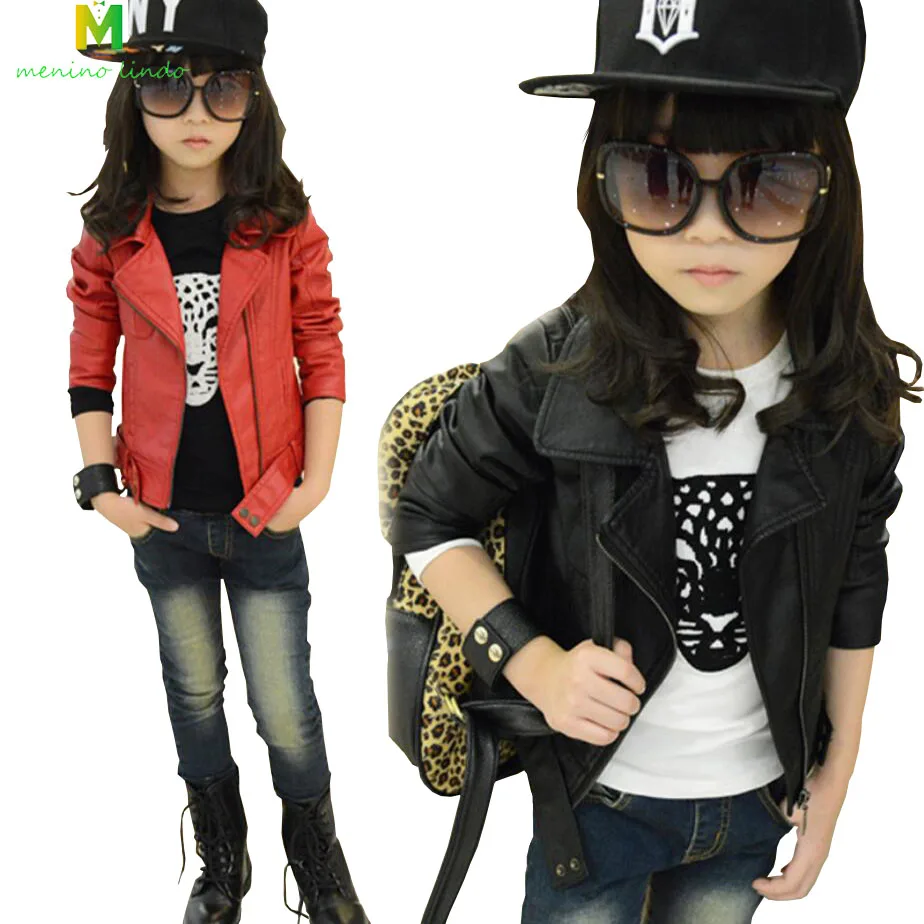 Детская зимняя куртка из искусственной кожи с длинным рукавом|Куртки и пальто| |