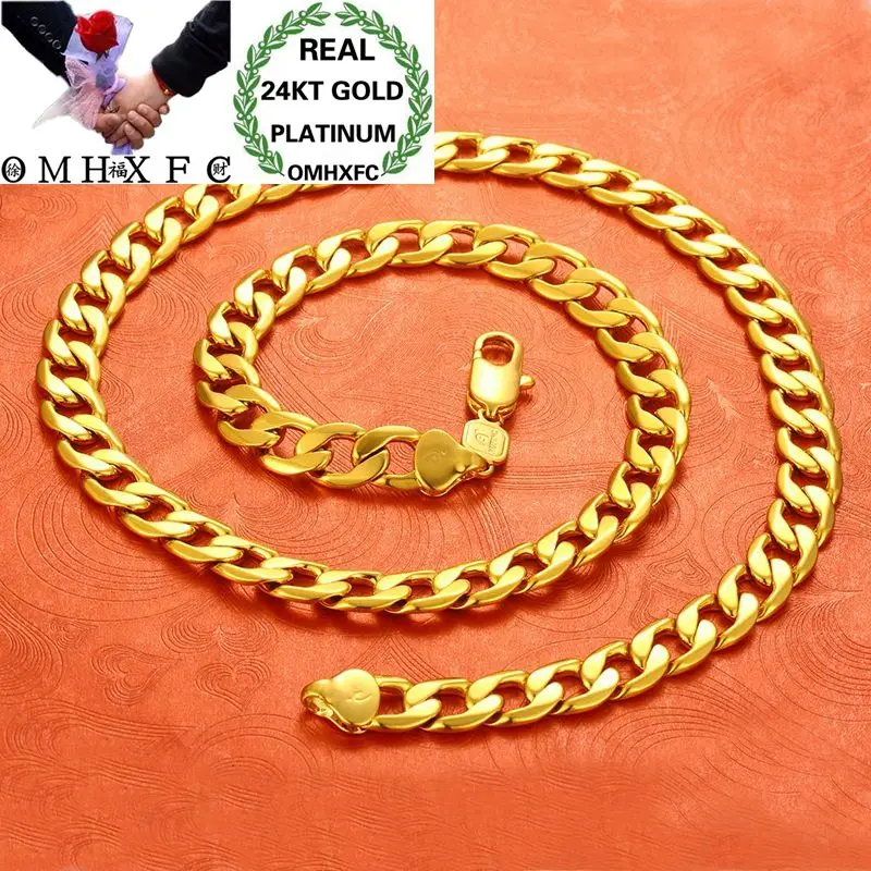 

OMHXFC Wholesale European Fashion Man Male Party Birthday Wedding Fine Vintage Figaro Thick 61cm 24KT Gold Chain Necklace EX153