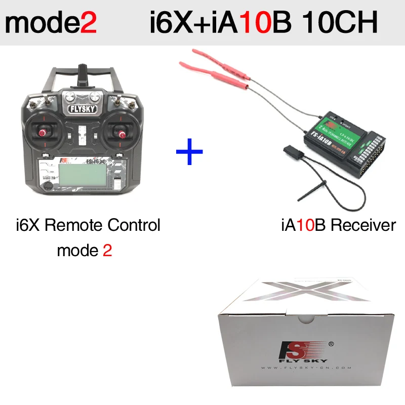 mode2 i6X iA10B 10CH Flysky FS-i6X FS I6X 10CH 2,4G Радиоуправляемый контроллер передатчика с iA10B iA6B A8S X6B приемником для радиоуправляемого вертолета многороторного дрона - Цвет: mode2 i6X iA10B 10CH